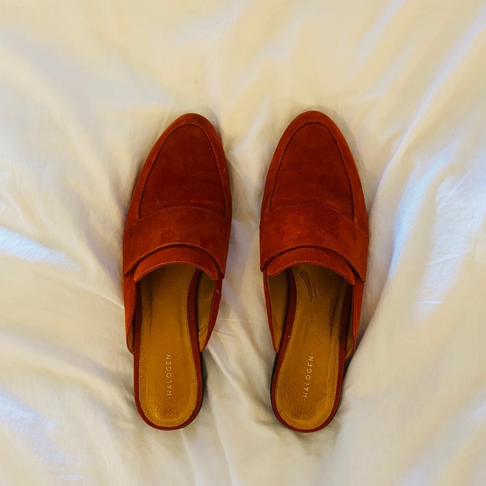 BURNT ORANGE HALOGEN MULES/SLIP ONS SIZE 11